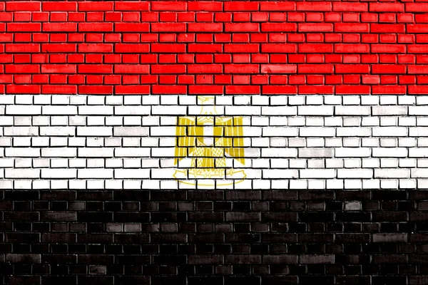 Egyptská Vlajka Namalovaná Cihlové Zdi — Stock fotografie