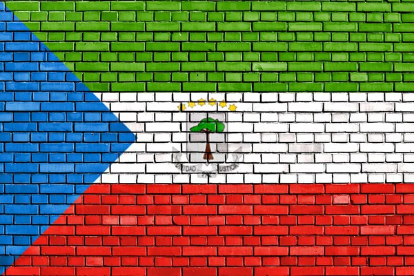 Flagge Äquatorialguineas Auf Ziegelmauer Gemalt — Stockfoto