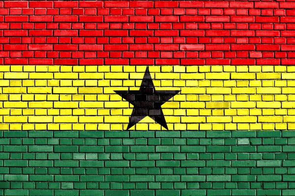 Bandiera Del Ghana Dipinta Muro Mattoni — Foto Stock