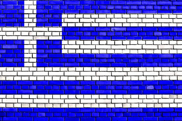 Flag Greece Painted Brick Wall — Stock Photo, Image