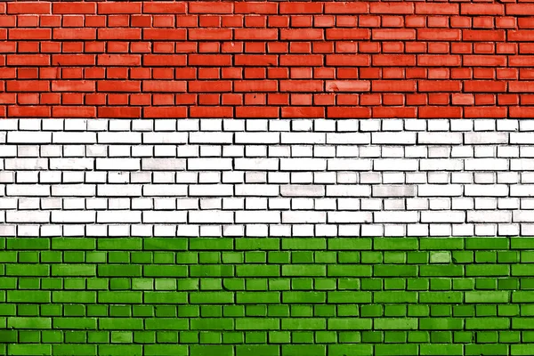 Maďarská Vlajka Namalovaná Cihlové Zdi — Stock fotografie