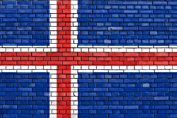 Flag Iceland Painted Brick Wall — Stock Photo, Image