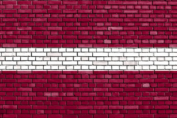 Bandeira Letónia Pintada Parede Tijolo — Fotografia de Stock