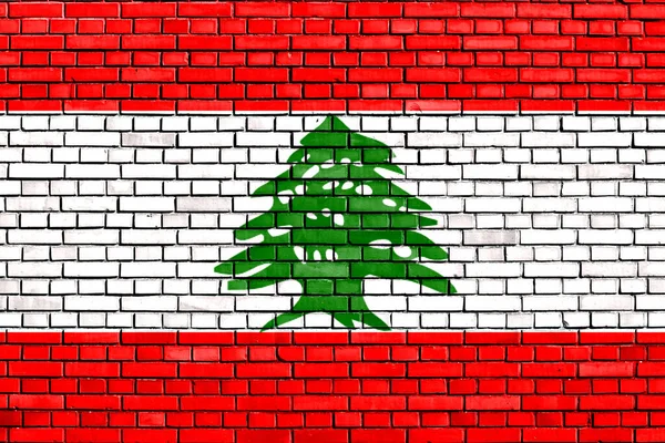 Libanonská Vlajka Namalovaná Cihlové Zdi — Stock fotografie