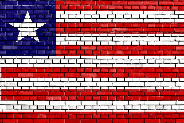 Vlag Van Liberia Geschilderd Bakstenen Muur — Stockfoto