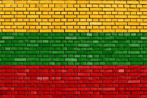 Bandera Lituania Pintada Sobre Pared Ladrillo — Foto de Stock
