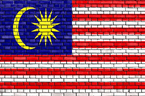 Flag Malaysia Painted Brick Wall — Stock Photo, Image