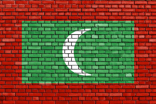 Flag Maldives Painted Brick Wall — Stock Photo, Image