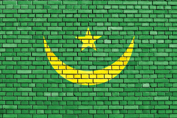 Flag Mauritania Painted Brick Wall — Stock Photo, Image