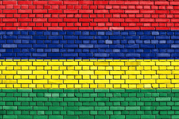 Bandiera Mauritius Dipinta Muro Mattoni — Foto Stock