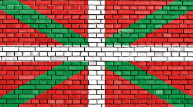 Bask ülkesinin bayrağı tuğla duvara boyanmış.