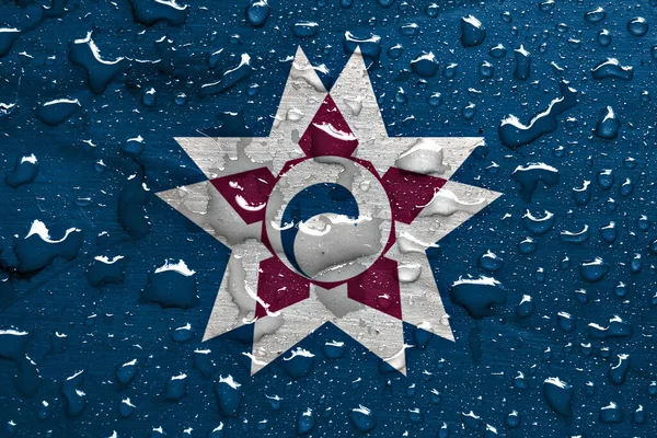 Флаг Хакодате Капельками Дождя — стоковое фото
