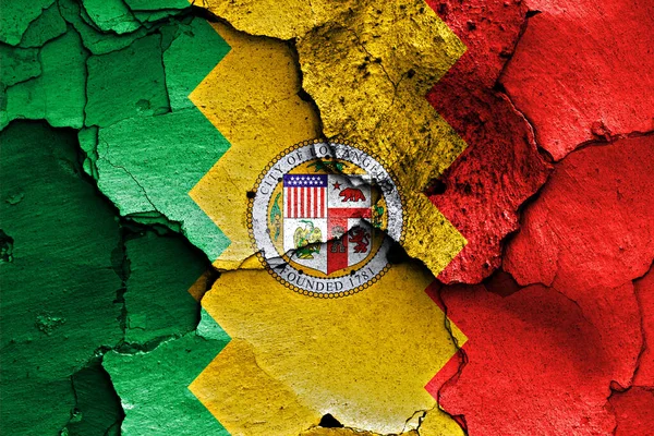 Flag Los Angeles Painted Cracked Wall — Stock Photo, Image