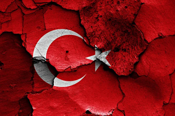 Zászló Törökország Festett Repedt Falra — Stock Fotó