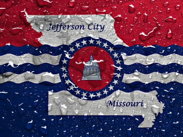 Флаг Джефферсон Сити Каплями Дождя — стоковое фото