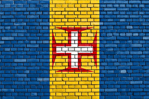 Madeiras Flagga Målad Tegelvägg — Stockfoto