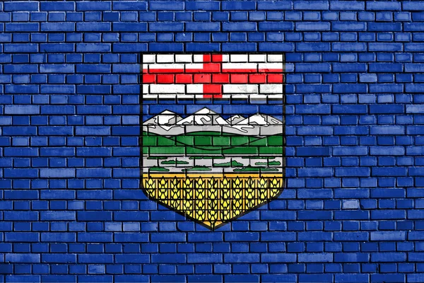 Флаг Альберты Расписанный Кирпичной Стене — стоковое фото