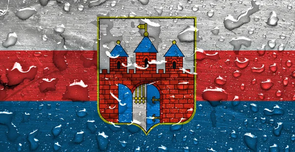 Flag Bydgoszcz Rain Drops — Stock Photo, Image