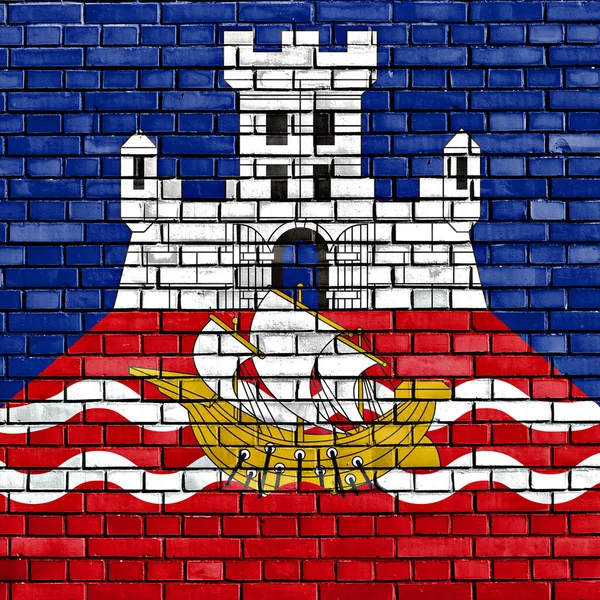 Flaga Belgradu Malowana Ceglanej Ścianie — Zdjęcie stockowe