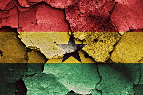 Bandiera Del Ghana Dipinta Parete Incrinata — Foto Stock