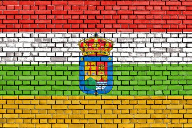 flag of La Rioja painted on brick wall clipart