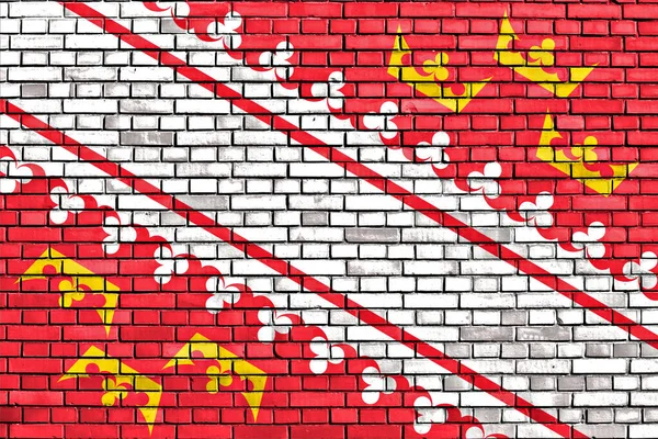 Flag Alsace Painted Brick Wall — Stock Photo, Image