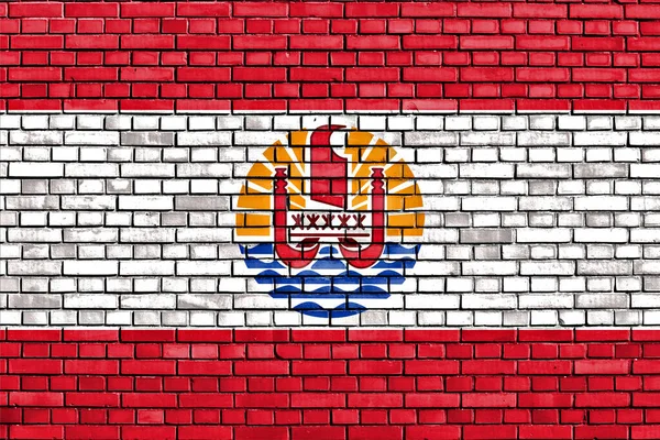 Flag French Polynesia Painted Brick Wall — Stock Photo, Image