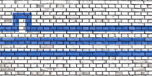 Flag Podgorica Painted Brick Wall — Stock Photo, Image