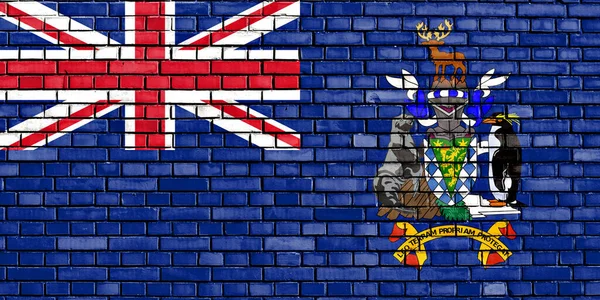 Vlag Van Zuid Georgië Zuidelijke Sandwicheilanden Geschilderd Bakstenen Muur — Stockfoto