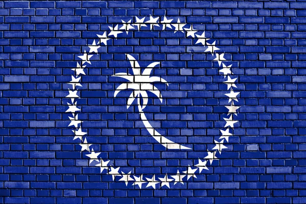 Flag Chuuk State Painted Brick Wall — Stock Photo, Image