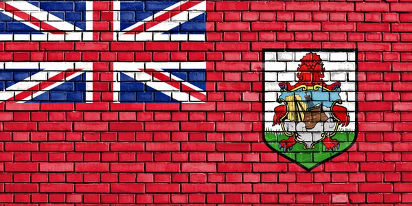 Bandera Bermudas Pintada Sobre Pared Ladrillo — Foto de Stock