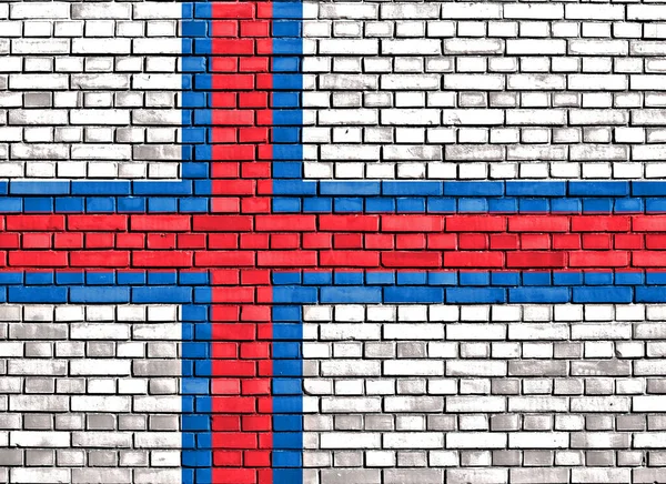 Flag Faroe Islands Painted Brick Wall — Stock Photo, Image