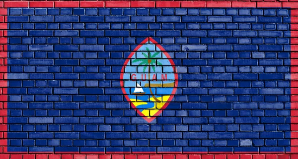 Bandeira Guam Pintada Parede Tijolo — Fotografia de Stock