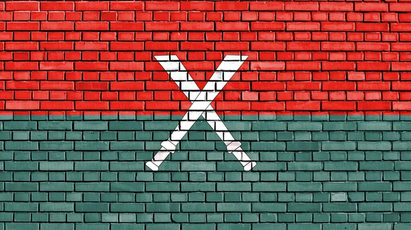 Flagge Der Kachin Independence Army Auf Ziegelwand Gemalt — Stockfoto