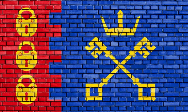 Флаг Уилленхолла Нарисованный Кирпичной Стене — стоковое фото
