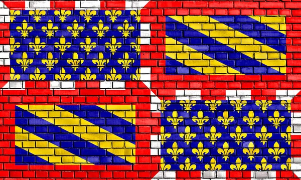 Σημαία Της Βουργουνδίας Ζωγραφισμένη Τοίχο Από Τούβλα — Φωτογραφία Αρχείου