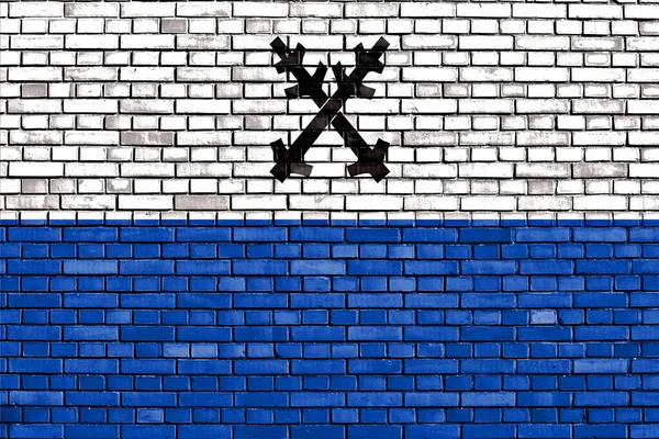 Flagga Ceska Lipa Målad Tegelvägg — Stockfoto