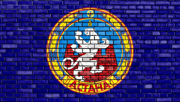 Flaga Astana Malowane Ścianie Cegły — Zdjęcie stockowe