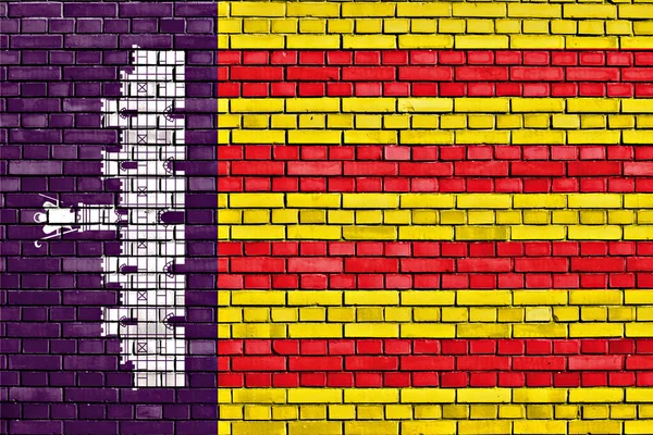 Flag Majorca Painted Brick Wall — Stock Photo, Image