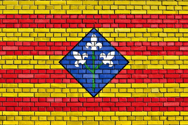Bandera Lleida Pintada Sobre Pared Ladrillo —  Fotos de Stock
