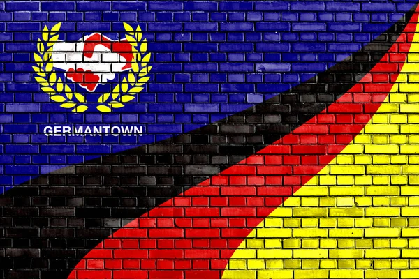 Flagga Germantown Målad Tegelvägg — Stockfoto