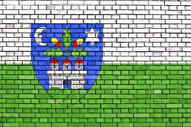 Tuğla duvara Veszprem İlçesi bayrağı