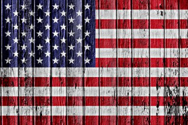 Tahta çerçeveye boyanmış Amerika Birleşik Devletleri bayrağı