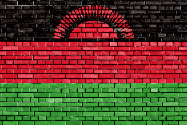 Bandiera Del Malawi Dipinta Muro Mattoni — Foto Stock