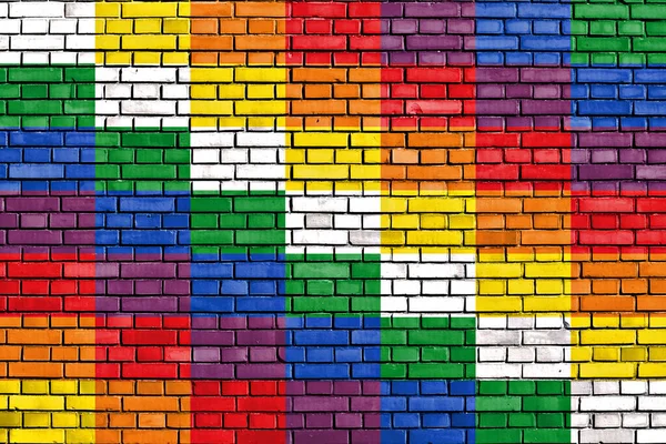 Flag Qullasuyu Painted Brick Wall — Stock Photo, Image