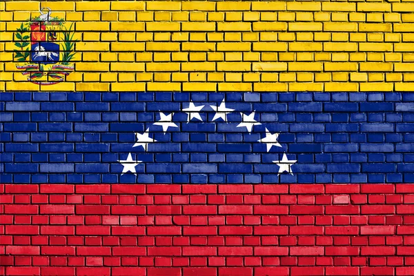 Flagga Venezuela Staten Målad Tegelvägg — Stockfoto