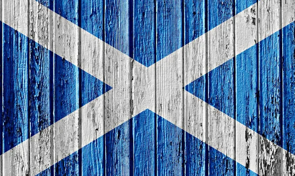 Bandera Escocia Pintada Sobre Marco Madera —  Fotos de Stock