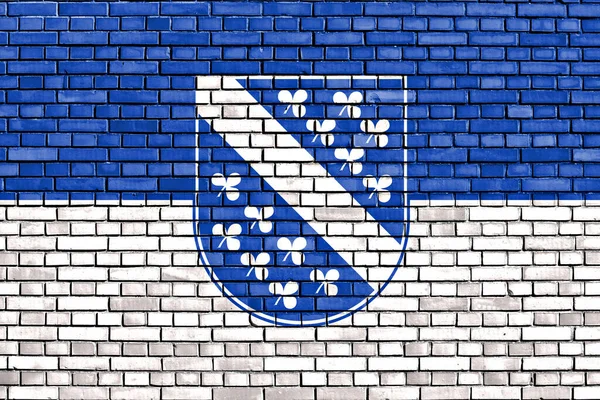 Flagga Kassel Målade Tegelvägg — Stockfoto