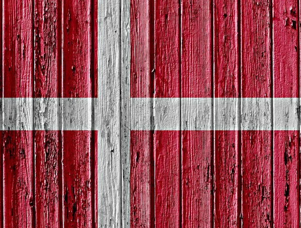 Bandera Dinamarca Pintada Sobre Marco Madera —  Fotos de Stock