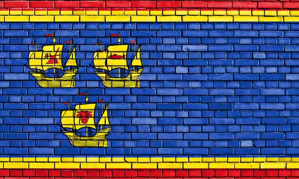 Nordfrieslands Flagga Målad Tegelvägg — Stockfoto